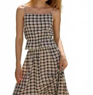 NEW SUNDAY RITUAL emma peplum top in black/white plaid